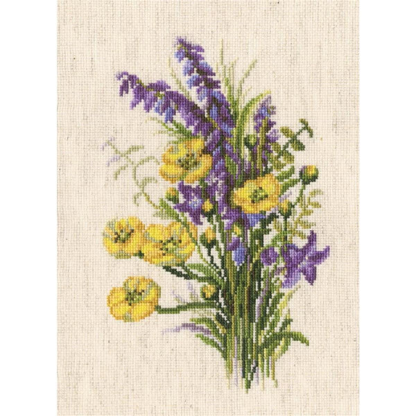 RTO counted Cross Stitch Kit "Bouquet with buttercup" M527, 16x24 cm, DIY
