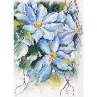 RTO counted Cross Stitch Kit "Blue clematis" M546, 23,5x31,5 cm, DIY