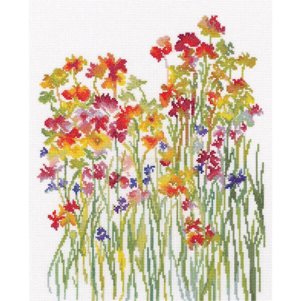 RTO counted Cross Stitch Kit "Flower Watercolour" M581, 27x33,5 cm, DIY