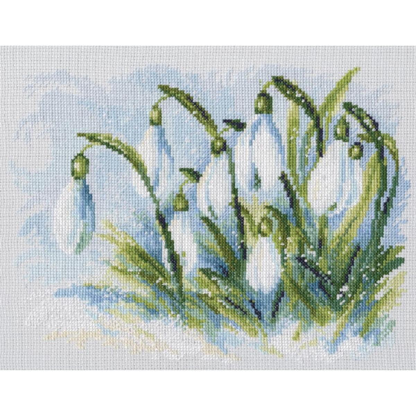 RTO counted Cross Stitch Kit "Early snowdrops" M585, 25x19 cm, DIY