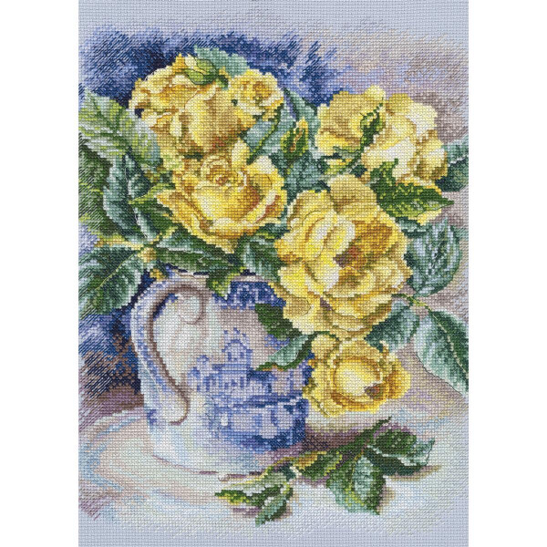 RTO counted Cross Stitch Kit "Yellow roses" M599, 23x31,5 cm, DIY