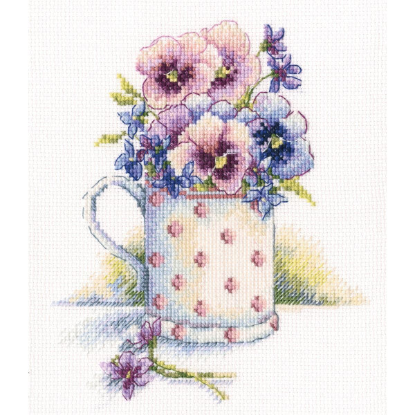RTO counted Cross Stitch Kit "First violets" M632, 13,5x16 cm, DIY