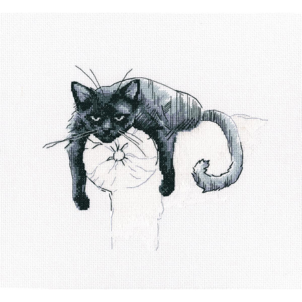 RTO Juego de punto de cruz "Gato negro" m666, dibujo para contar, 22,5x18,5 cm