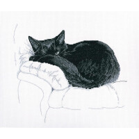 RTO Juego de punto de cruz "Gato negro" m668, dibujo para contar, 27x23,5 cm