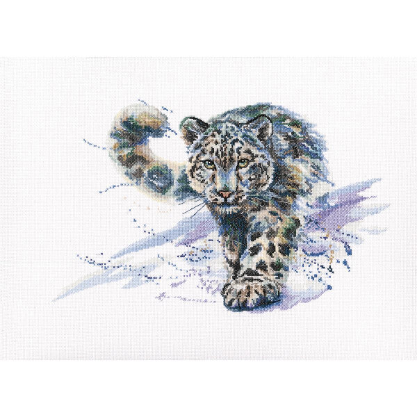 RTO Set punto croce "Leopardo delle nevi" m677, motivo di conteggio, 36x23 cm
