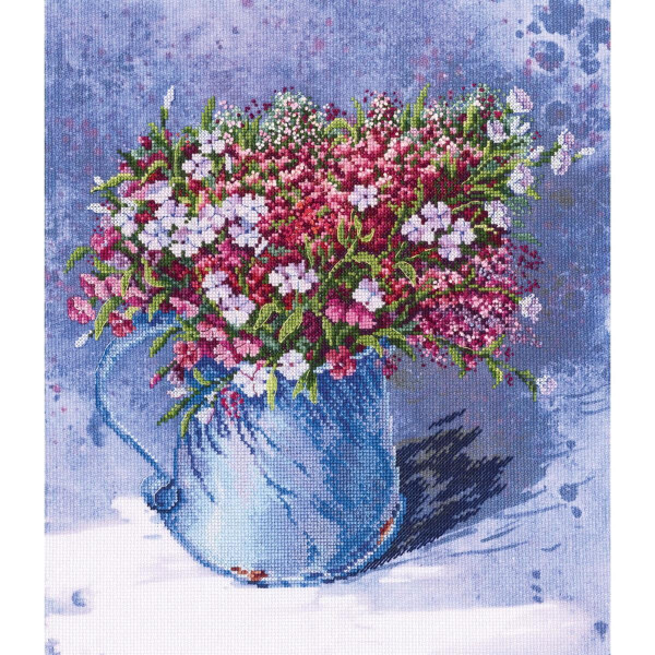 RTO counted Cross Stitch Kit "Delicate bouquet" M70020, with printed background 30x35 cm, DIY