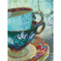 RTO counted Cross Stitch Kit "Antique porcelain" M70021, with printed background 16,5x22,5 cm, DIY