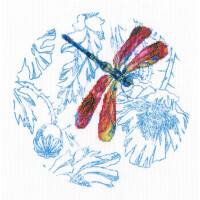 RTO Kruissteekset "Libelle dans" m70022, telpatroon met c achtergrond, 21x21 cm