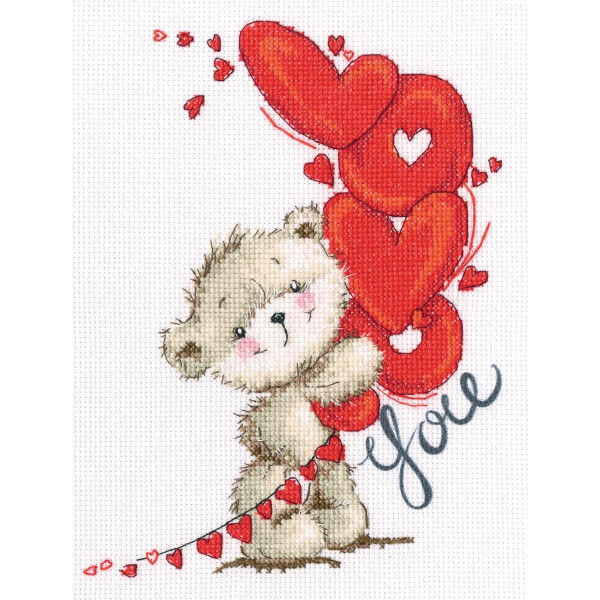 RTO counted Cross Stitch Kit "I love you" M70032, with printed background 22x27 cm, DIY