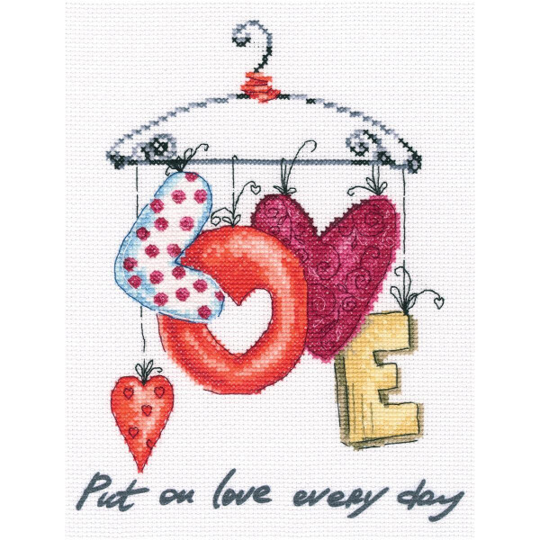 RTO counted Cross Stitch Kit "Put on love every day" M70034, with printed background 22x27 cm, DIY