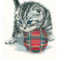 RTO counted Cross Stitch Kit "Playful kitten" M708, 20x20 cm, DIY