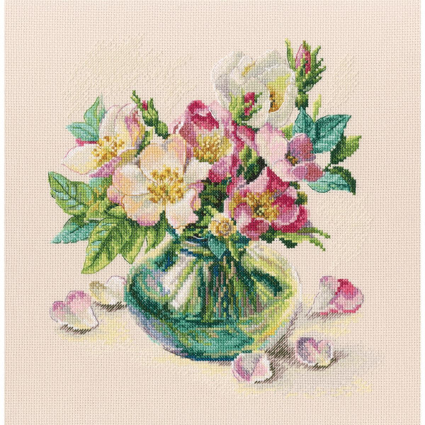 RTO Juego de punto de cruz "Delicate Briar flowers" m721, dibujo para contar, 26.5x26.5 cm