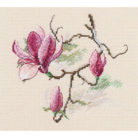 RTO Set punto croce "Fiori di magnolia" m731, motivo a contare, 15,5x14,5 cm