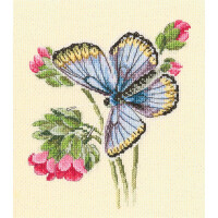 ensemble de points de croix rto "Papillon sur la fleur délicate" m749, motif numéroté, 14,5x17,5 cm