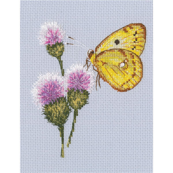 RTO counted Cross Stitch Kit "Flying up to the flower" M752, 12.5x14.5 cm, DIY