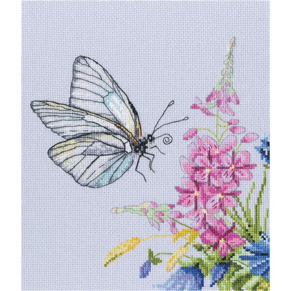 RTO counted Cross Stitch Kit "Cabbage butterfly" M759, 19.5x21 cm, DIY