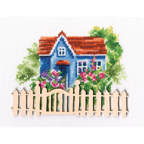 RTO counted Cross Stitch Kit with plywood form "My sweet home" MBE9006, 14x11 cm, DIY
