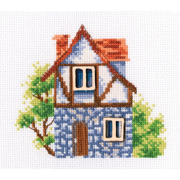 RTO counted Cross Stitch Kit with plywood form "My sweet home" MBE9007, 12,5x11 cm, DIY