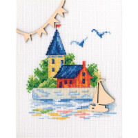 RTO counted Cross Stitch Kit with plywood form "My sweet home" MBE9010, 13x13,5 cm, DIY