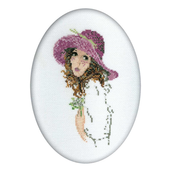RTO counted Cross Stitch Kit "Lady with the Posy" R292, 9x14 cm, DIY