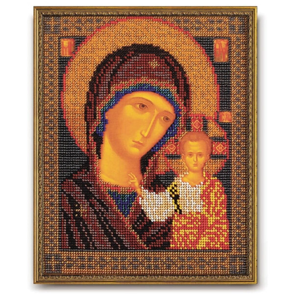 RTO Juego de abalorios "Icono de la Madre de Dios de Kazán" rb-148, diseño de bordado pre-dibujado, 19x23 cm