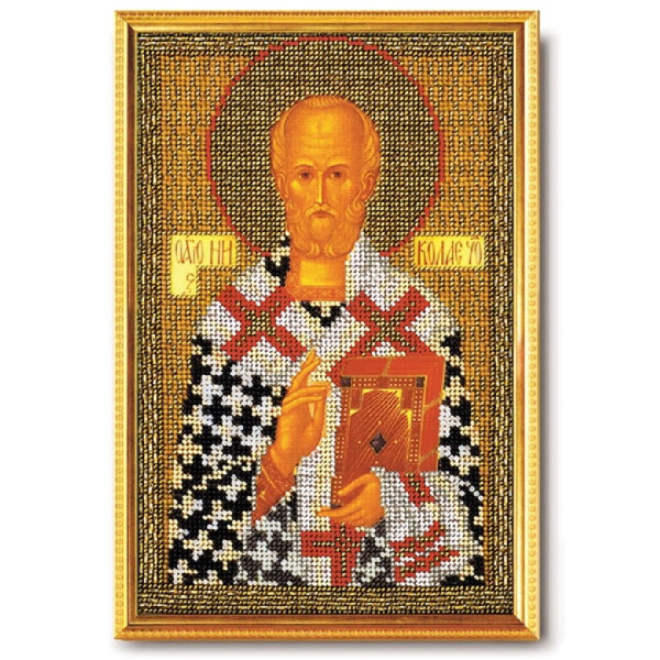 RTO Juego de abalorios "Icono de San Nicolás el Maravilloso" rb-151, diseño de bordado pre-dibujado, 17x26 cm