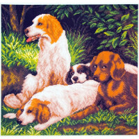 Collection D-Art bedrukte Aida voor kruissteek "Honden rust" pa1036, 34 x 34cm