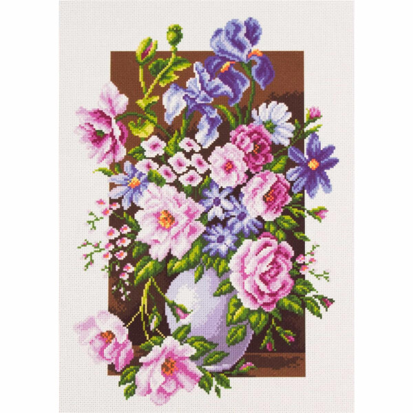 Collection D-Art bedrukte Aida voor kruissteek "Boeket bloemen" pa1225, 27 x 39cm