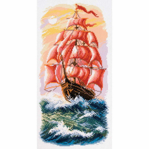 CdA Aida stampata per cucitura a punto croce "Sail" pa1640, 18 x 36 cm