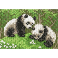 Collection D-Art bedrukte Aida voor kruisborduurwerk "Pandas" pa0516, 16 x 11cm