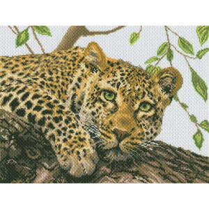 CdA Cross Stitch stamped Aida "Leopard" PA1881,...