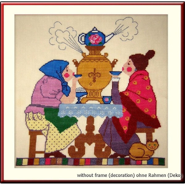 Oven counted cross stitch kit "Tea party", 35x33cm, DIY