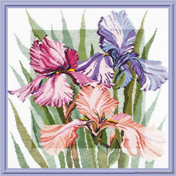 Ensemble de points de croix au four "Iris fleuris", modèle de comptage, 36x40cm