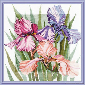 Oven Set punto croce "Iris fiorito", modello di...
