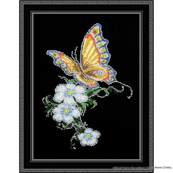 Oven counted cross stitch kit "Butterfly on a flower", 20x28cm, DIY