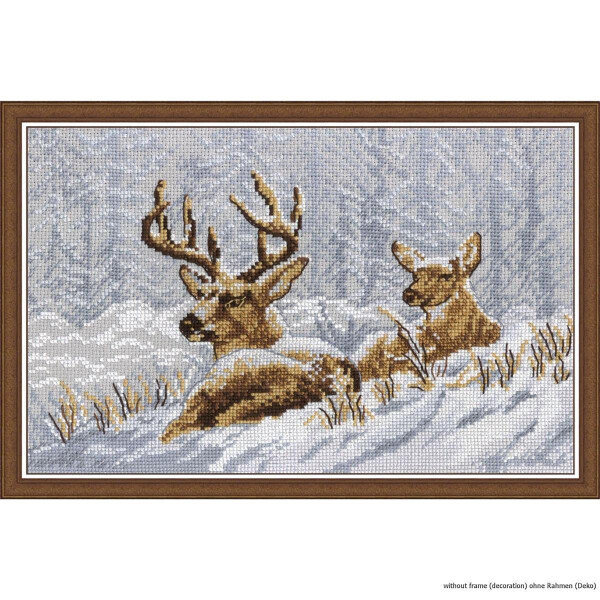 Oven counted cross stitch kit "Deer on a halt", 18x28cm, DIY