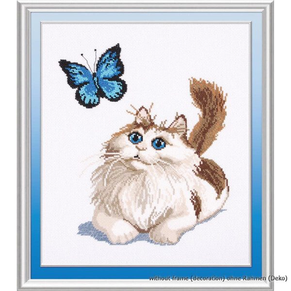 Oven counted cross stitch kit "Kitten and butterfly", 30x25cm, DIY