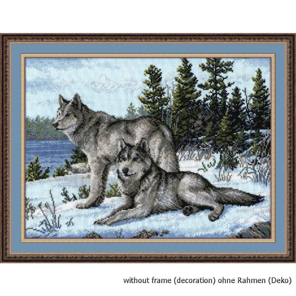 Oven counted cross stitch kit "Wolfs ", 40x30cm, DIY