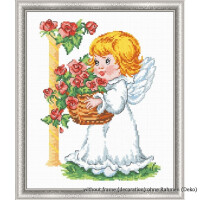 Набор для вышивания крестом "Ангел с корзиной роз", счетная схема, 19x25 см