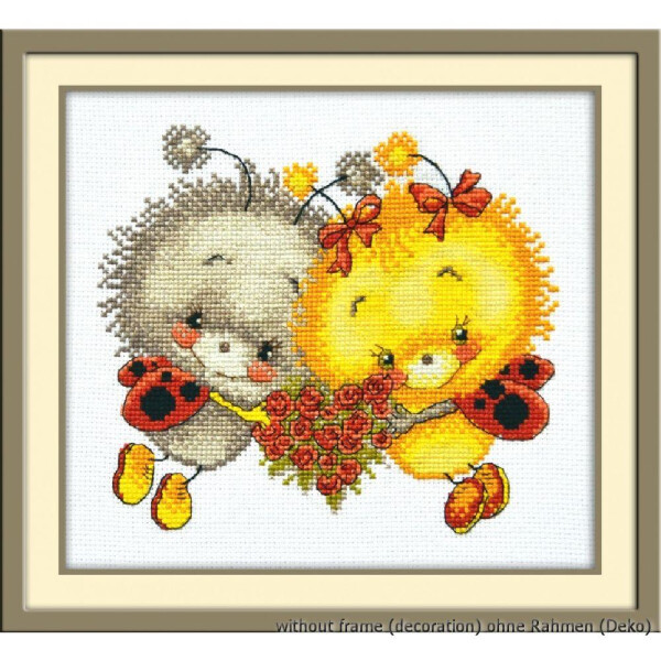 Oven counted cross stitch kit "Lady beetles", 18x15cm, DIY