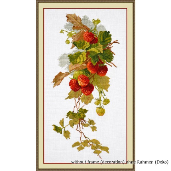 Oven counted cross stitch kit "Branch of strawberry", 37x19cm, DIY