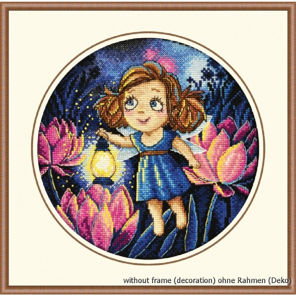 Oven counted cross stitch kit "Alice and Fireflies", 20x20cm, DIY