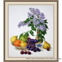 Oven counted cross stitch kit "Lilac and fruit", 32x37cm, DIY