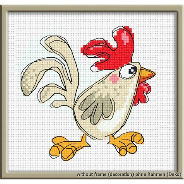 Oven counted cross stitch kit "Cock-a-doodle-doo ", 11x11cm, DIY