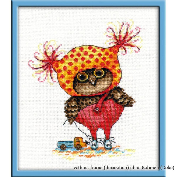 Oven counted cross stitch kit "Owl Glascha", 16x19cm, DIY