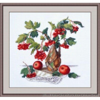 Oven counted cross stitch kit "Red viburnum", 30x31cm, DIY