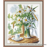 Oven counted cross stitch kit "Daisies on the window", 28x35cm, DIY