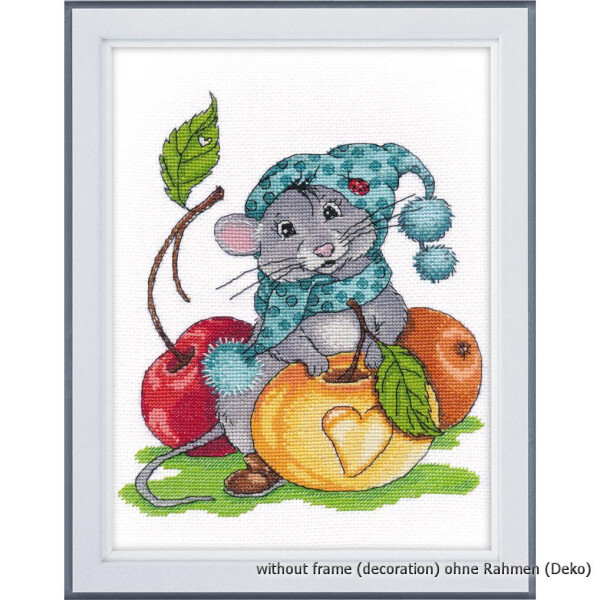 Oven counted cross stitch kit "Thrifty mouse", 20x17cm, DIY