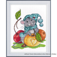 Oven counted cross stitch kit "Thrifty mouse", 20x17cm, DIY