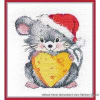 Oven counted cross stitch kit "Mouse with ball", 14x15cm, DIY